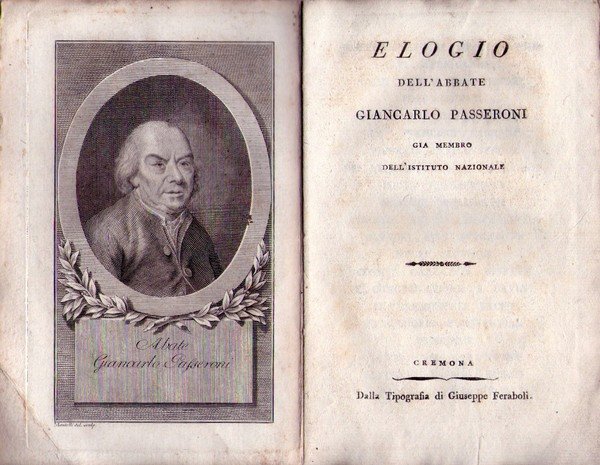 Elogio dell´Abbate Giancarlo Passeroni già membro dell´Istituto Nazionale. 1804