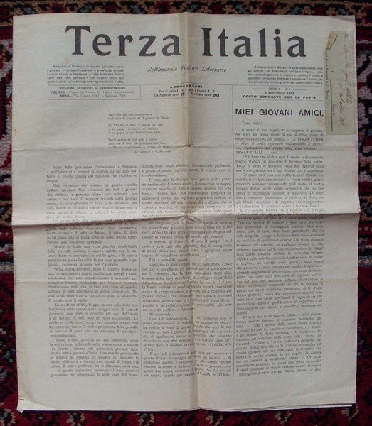 Terza Italia. Settimanale Politico Letterario. Anno 1: N. 1 del …