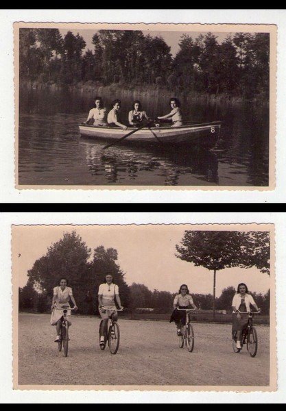 2 foto formato cartolina PARCO LAMBRO (Milano) 1940 (ragazze in …