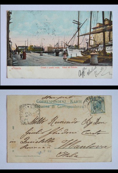 Cartolina / postcard TRIESTE - Canale e ponte verde - …