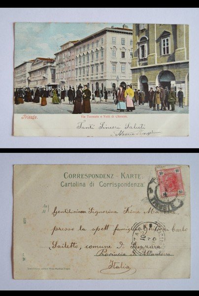 Cartolina / postcard TRIESTE - Via Torrente e Volti di …