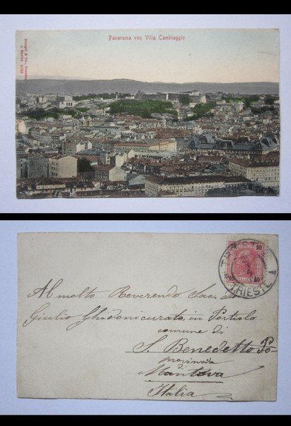 Cartolina / postcard TRIESTE - Panorama von Villa Cambiaggio. 1904