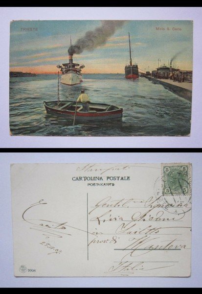 Cartolina / postcard TRIESTE - Molo San Carlo. 1907