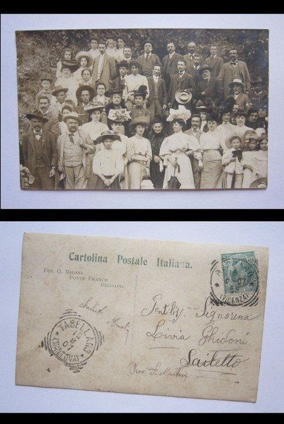 Cartolina / postcard Abitanti di SAILETTO (Mantova) a Recoaro. 1907