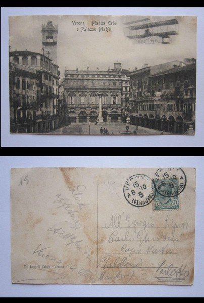 Cartolina / postcard VERONA - Piazza Erbe e Palazzo Maffei …