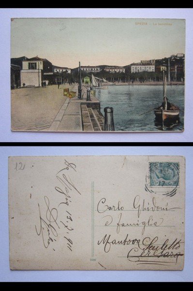 Cartolina / postcard La SPEZIA - La banchina. 1911