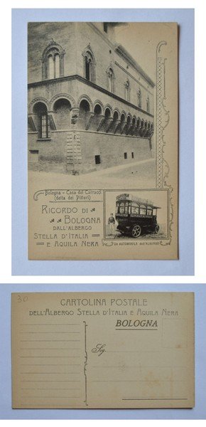 Cartolina / postcard Ricordo di Bologna dall'Albergo Stella D'Italia e …