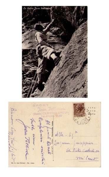 Cartolina autografata, spedita da JEAN PELLISSIER 1955 (alpinismo). Sul retro …