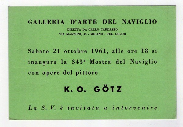 Cartolina / invito Mostra Karl Otto Götz. Galleria d´Arte del …