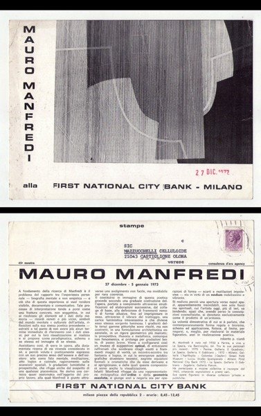 Invito MAURO MANFREDI alla First National City Bank - MILANO.1972