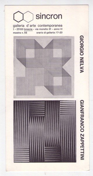Invito GIORGIO NELVA - GIANFRANCO ZAPPETTINI. 1972. SINCRON Centro Culturale …