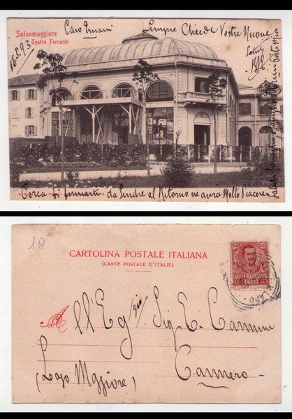 Cartolina/postcard Salsomaggiore - Teatro Ferrario. 1893