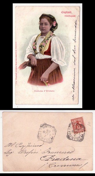 Cartolina/postcard Cagliari (Sardegna) Costume d'Oristano. 1905