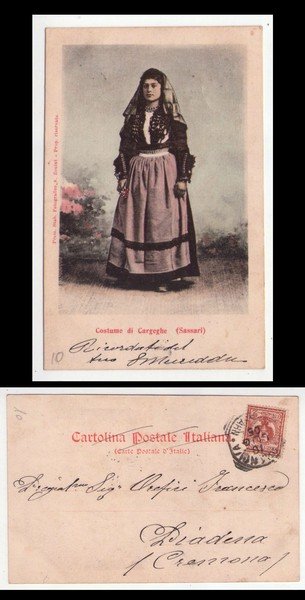 Cartolina/postcard Costume di Cargeghe (Sassari) 1905