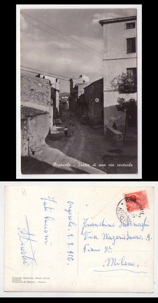 Cartolina/postcard Orgosolo (Nuoro) Tratto di una via centrale. 1956