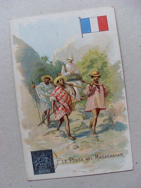 Cartolina/postcard "La Posta nel MADAGASCAR" Lysoform - Achille Brioschi & …