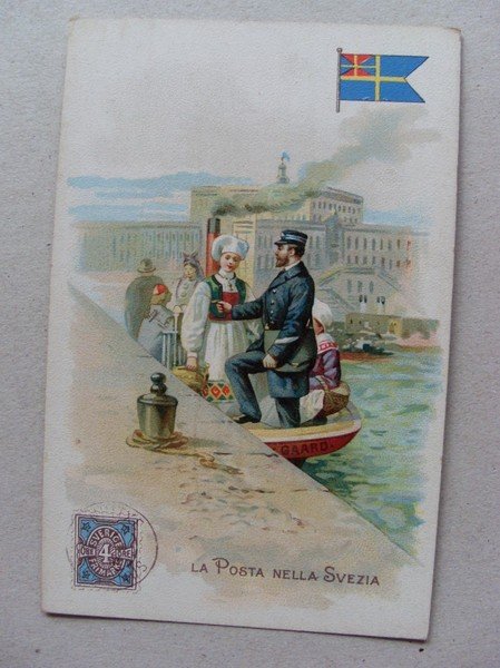 Cartolina/postcard "La Posta nella SVEZIA" Lysoform - Achille Brioschi & …
