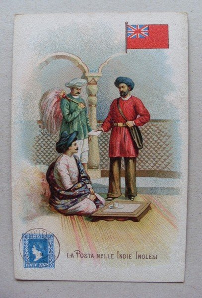 Cartolina/postcard "La Posta nelle INDIE INGLESI" Lysoform - Achille Brioschi …