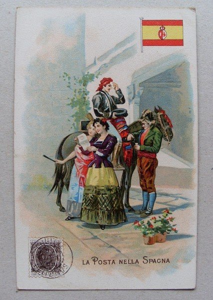 Cartolina/postcard "La Posta nella SPAGNA" Lysoform - Achille Brioschi & …