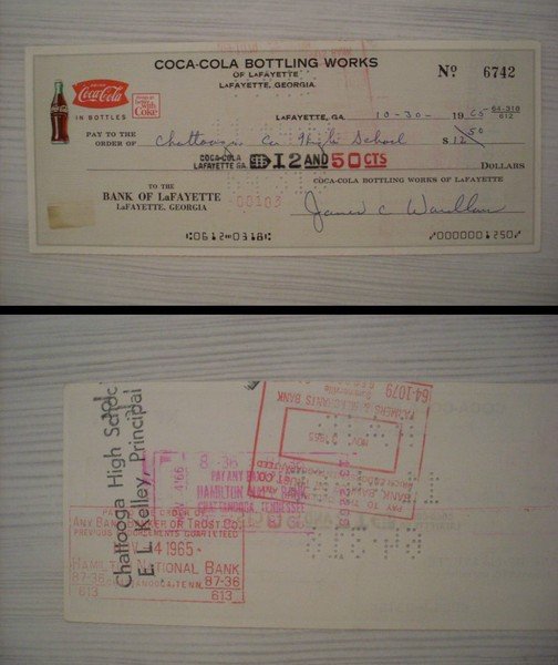 Cambiale/promissory note COCA COLA - Bank of LaFayette (Georgia) 1965