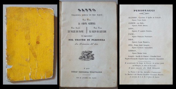 SAFFO Tragedia lirica in tre atti da rappresentarsi nel Teatro …