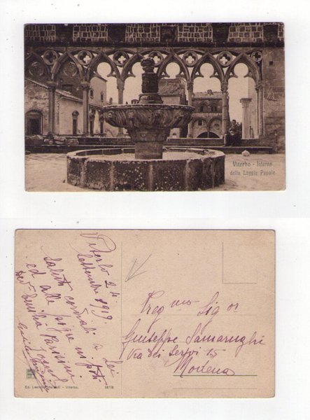 Cartolina manoscritta e firmata Galileo Parisini (scultore) 1919 - VITERBO …