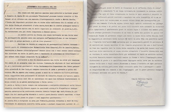 DOBRILLO DUPUIS. Ritornando dall'America del Sud.