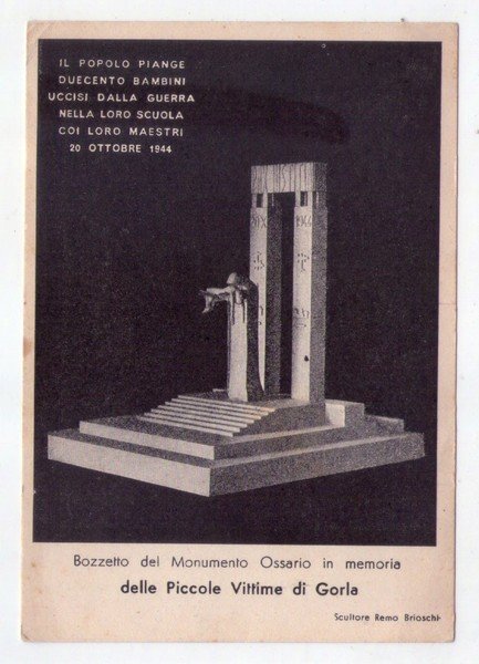 Cartolina Bozzetto del Monumento Ossario in memoria delle Piccole Vittime …
