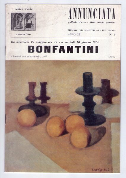 Catalogo SERGIO BONFANTINI. Annunciata Galleria d'Arte - Milano. 29 maggio …