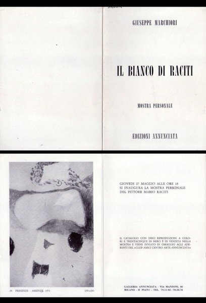 Invito/brochure mostra personale "Il bianco di Mario Raciti" Galleria Annunciata …