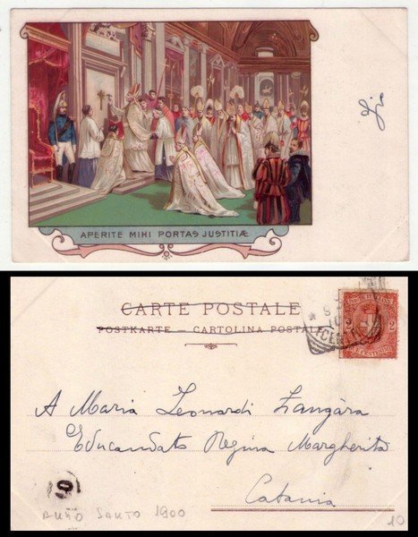 Cartolina "Aperite Mihi Portas Justitiae" Anno Santo 1900