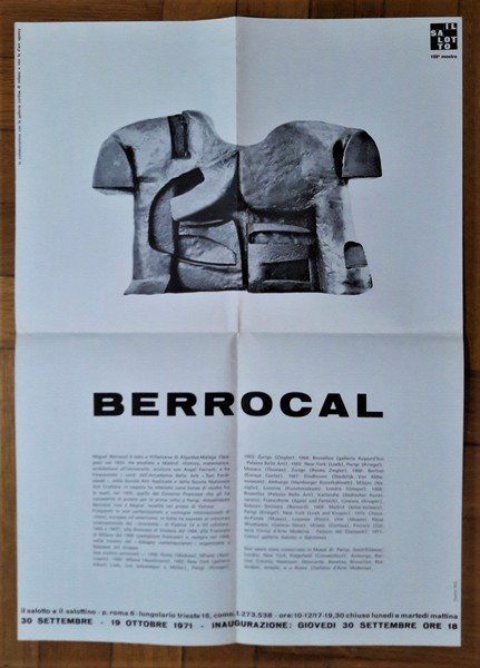 Invito/manifesto 108° mostra MIGUEL BERROCAL. Galleria d'Arte Il Salotto - …
