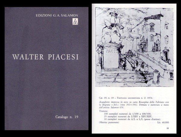 Walter Piacesi. Catalogo n.19. Edizioni G.A. Salamon - Torino. 1975