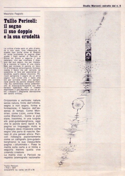 Brochure TULLIO PERICOLI. Studio Marconi: estratto dal n.8 di Maurizio …