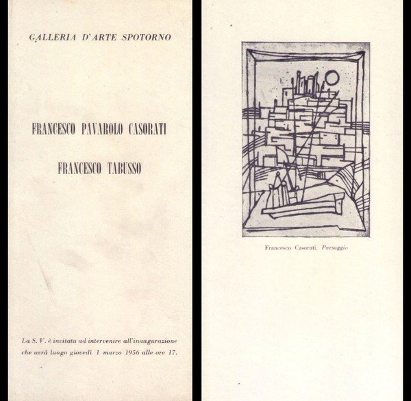 Brochure mostra Francesco Pavarolo Casorati - Francesco Tabusso. Galleria d'arte Spotorno - Milano. 1956