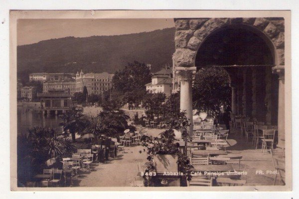 Cartolina/postcard ABBAZIA - Cafè Principe Umberto. FR. Pgot.