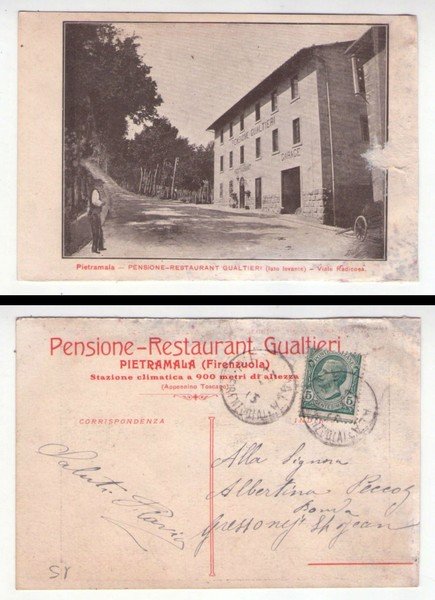 Cartolina/postcard Pietramala (Firenze) - Pensione-Restaurant Gualtieri (lato levante) - Viale …