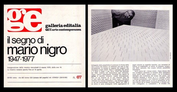 *Brochure mostra n.67 Il segno di Mario Nigro 1947-1977. Galleria …