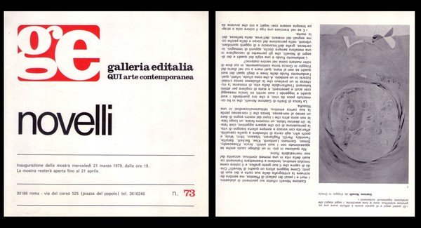 Brochure mostra n.73 GASTONE NOVELLI. Galleria Editalia Arte Contemporanea. 21 …