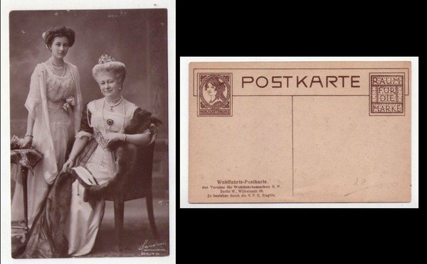 Cartolina Kaiserin Auguste Victoria mit Prinzessin Victoria Luise - Wohlfahrtskarte …