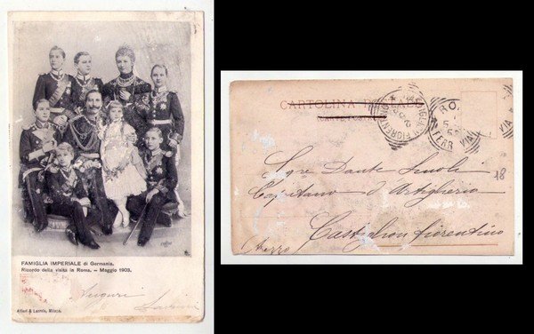 Cartolina Famiglia Imperiale di Germania. Ricordo della visita in Roma …