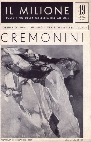 *Leonardo Cremonini. Galleria Del Milione Milano. Bollettino gennaio 1960. Nuova …