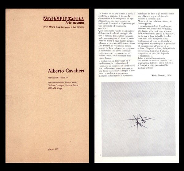 *Catalogo mostra ALBERTO CAVALIERI opere dal 1978 al 1979. Zarathustra …