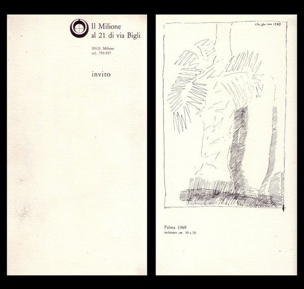 Invito mostra ALFREDO CHIGHINE acquarelli e disegni 1969-1970. Galleria Il …