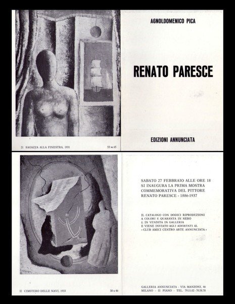 Brochure mostra Agnoldomenico Pica - RENATO PARESCE. Galleria Annunciata - …