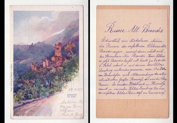 Cartolina/postcard Altbrandis bei Lana 1907 ca. + lettera