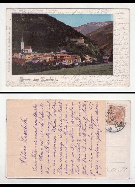 Cartolina/postcard Gruss aus Landeck. 1899 + lettera