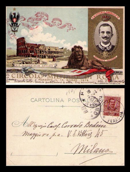 Cartolina Circolo Militare di Roma - Vittorio Emanuele III 13 …