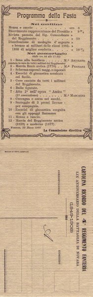 Cartolina Militare Doppia 4°Reggimento Fanteria alla Bandiera INNO 1908