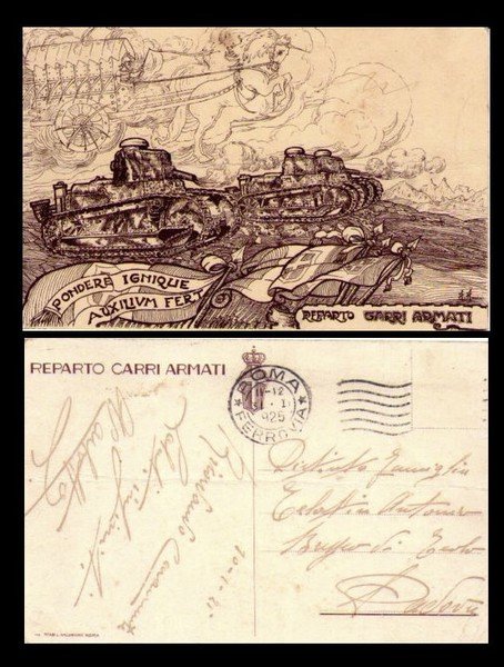 Cartolina Militare Reggimentale REPARTO CARRI ARMATI 1925